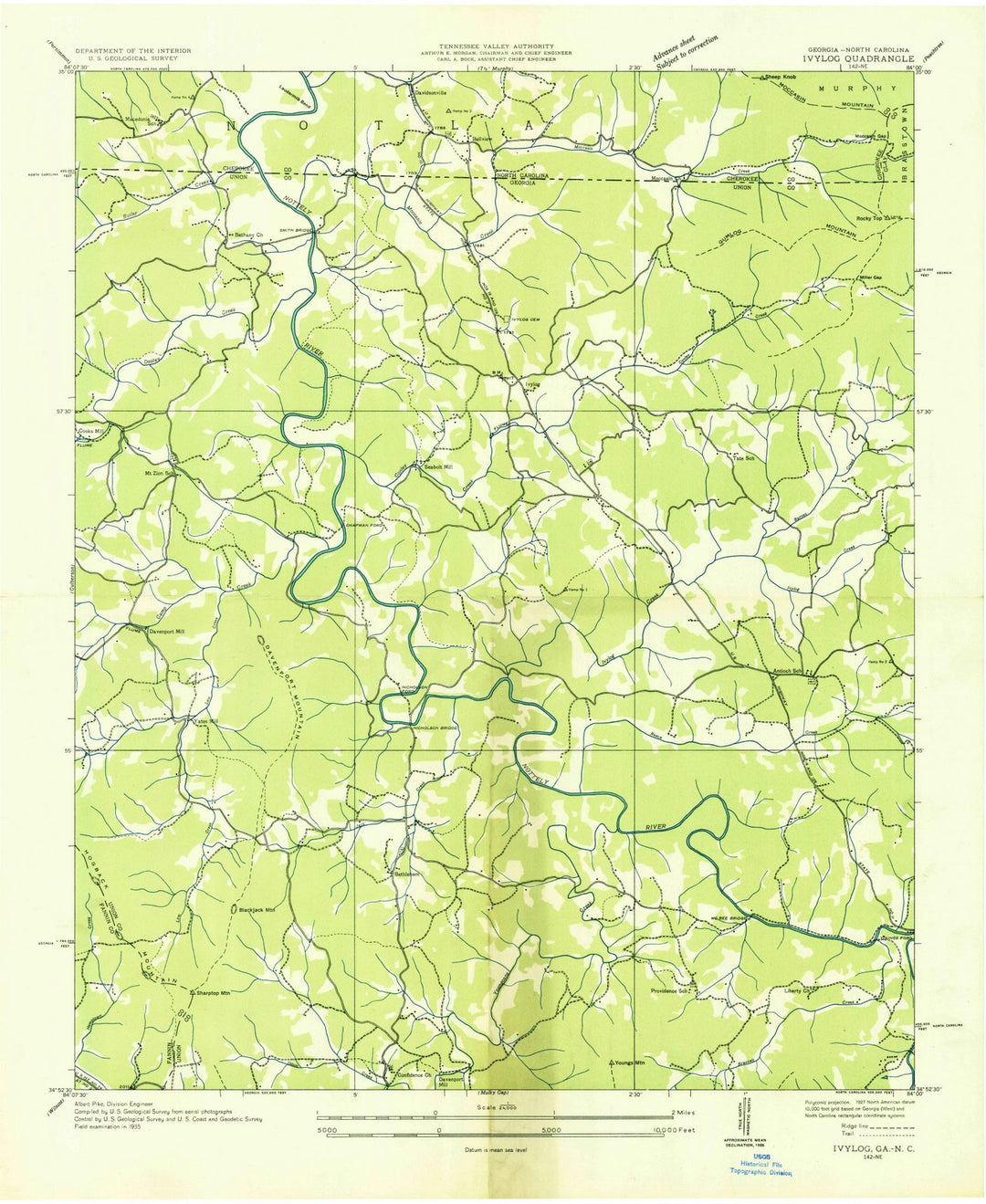 1935 Ivylog, GA - Georgia - USGS Topographic Map