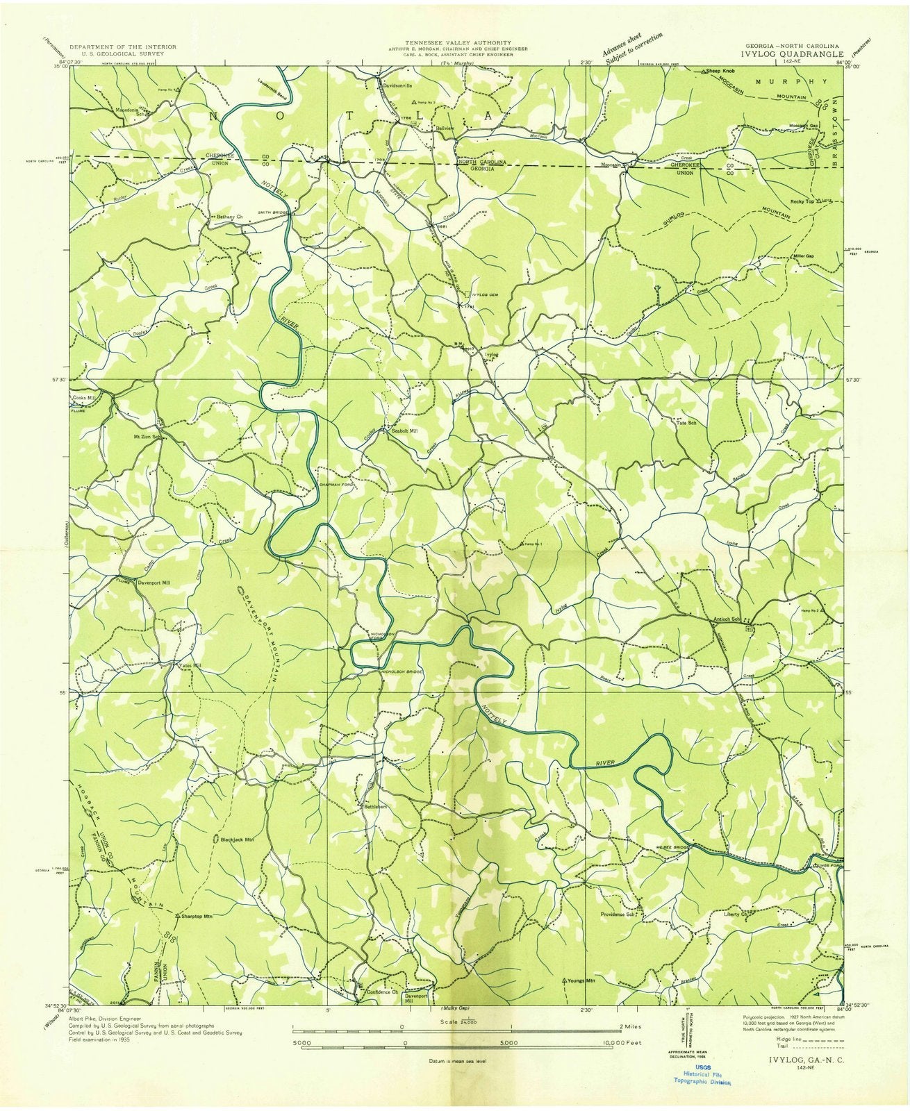 1935 Ivylog, GA - Georgia - USGS Topographic Map
