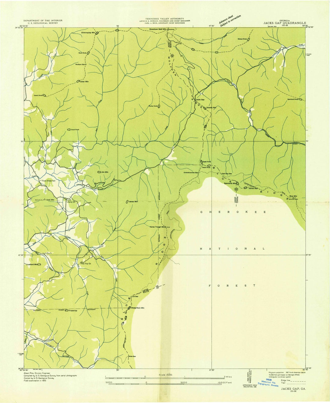 1935 Jacks Gap, GA - Georgia - USGS Topographic Map
