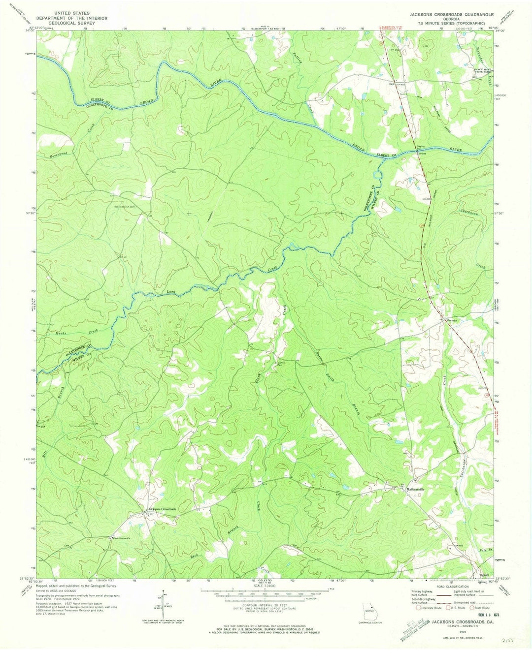 1970 Jacksons Crossroads, GA - Georgia - USGS Topographic Map