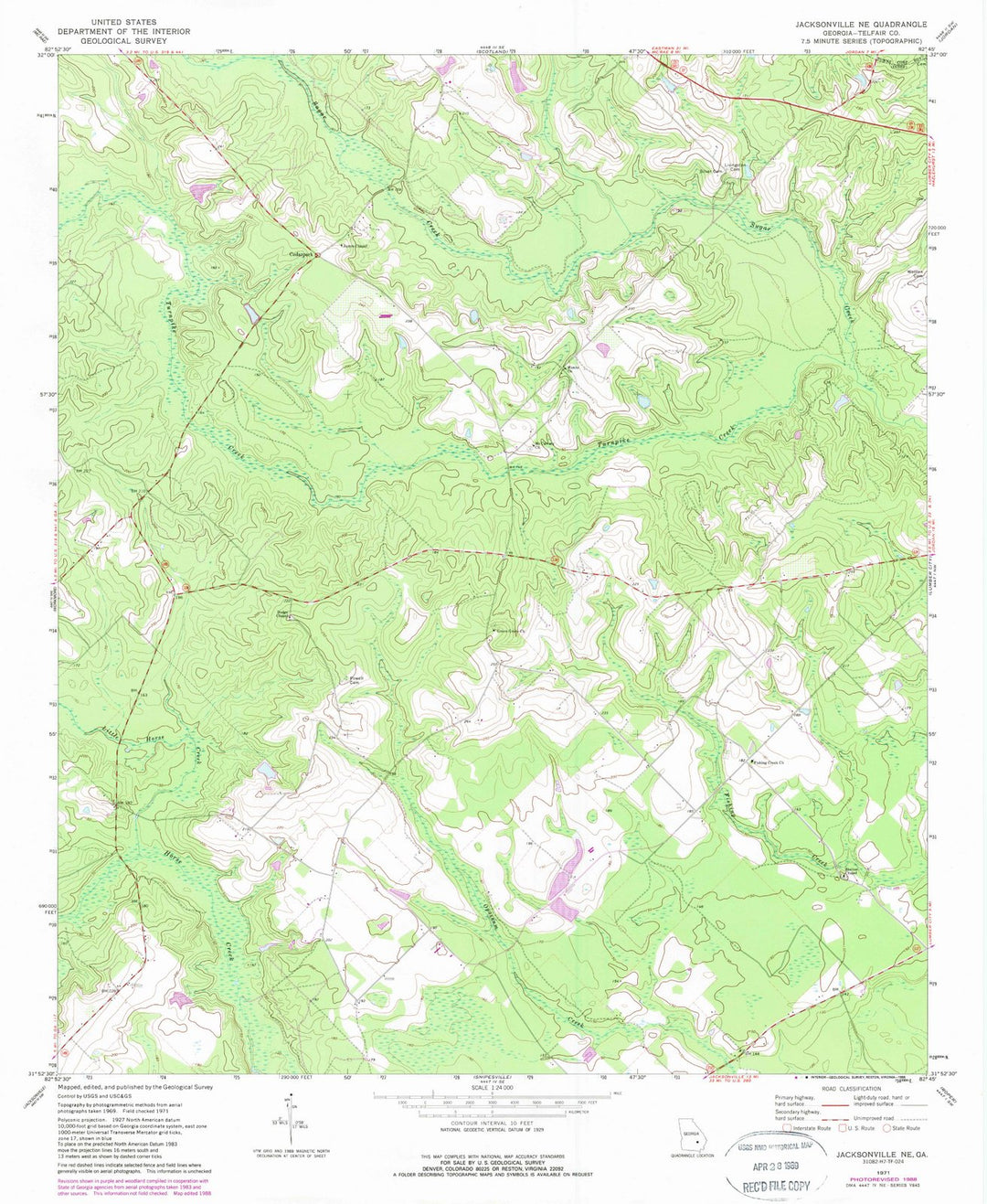 1971 Jacksonville, GA - Georgia - USGS Topographic Map