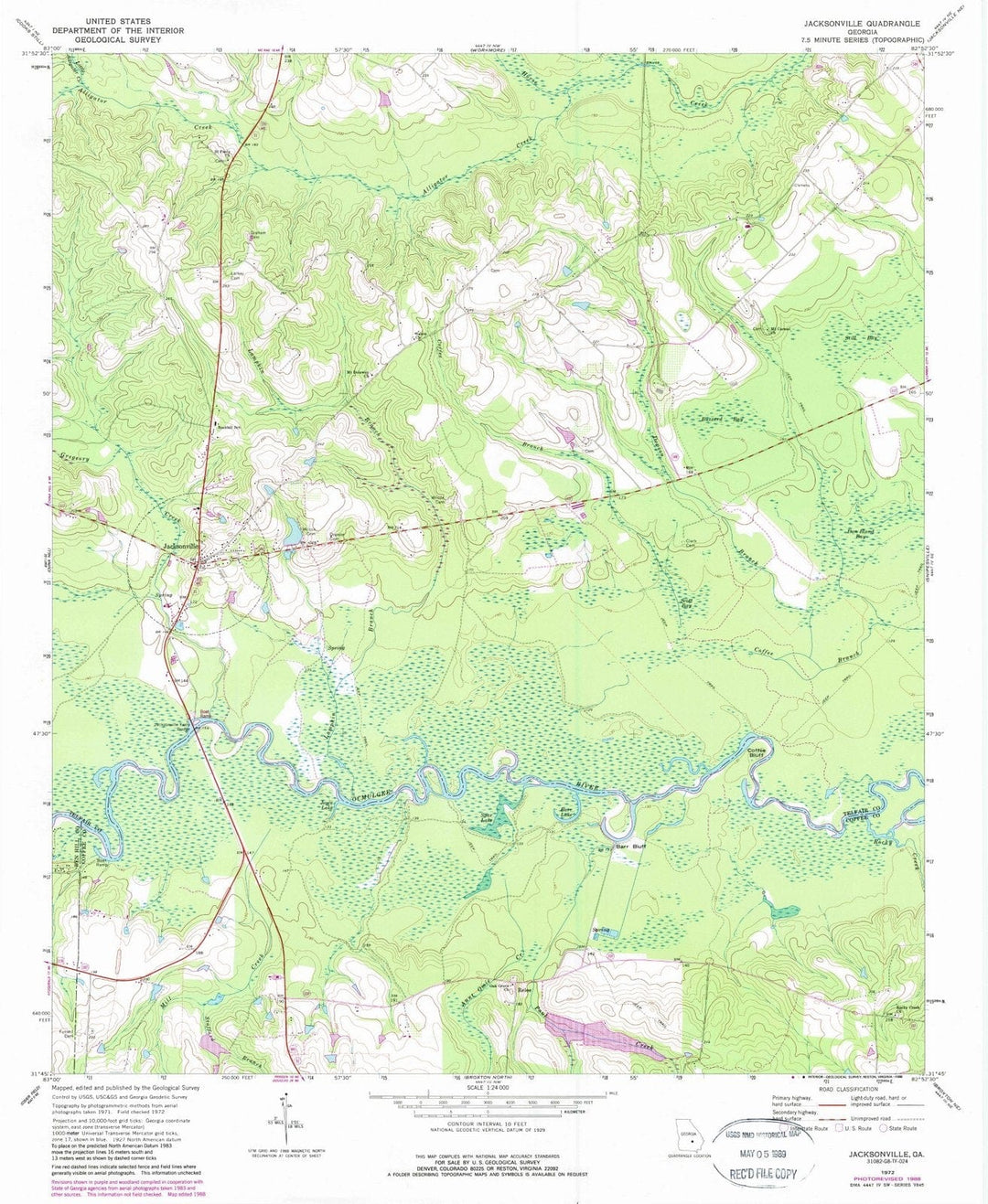 1972 Jacksonville, GA - Georgia - USGS Topographic Map