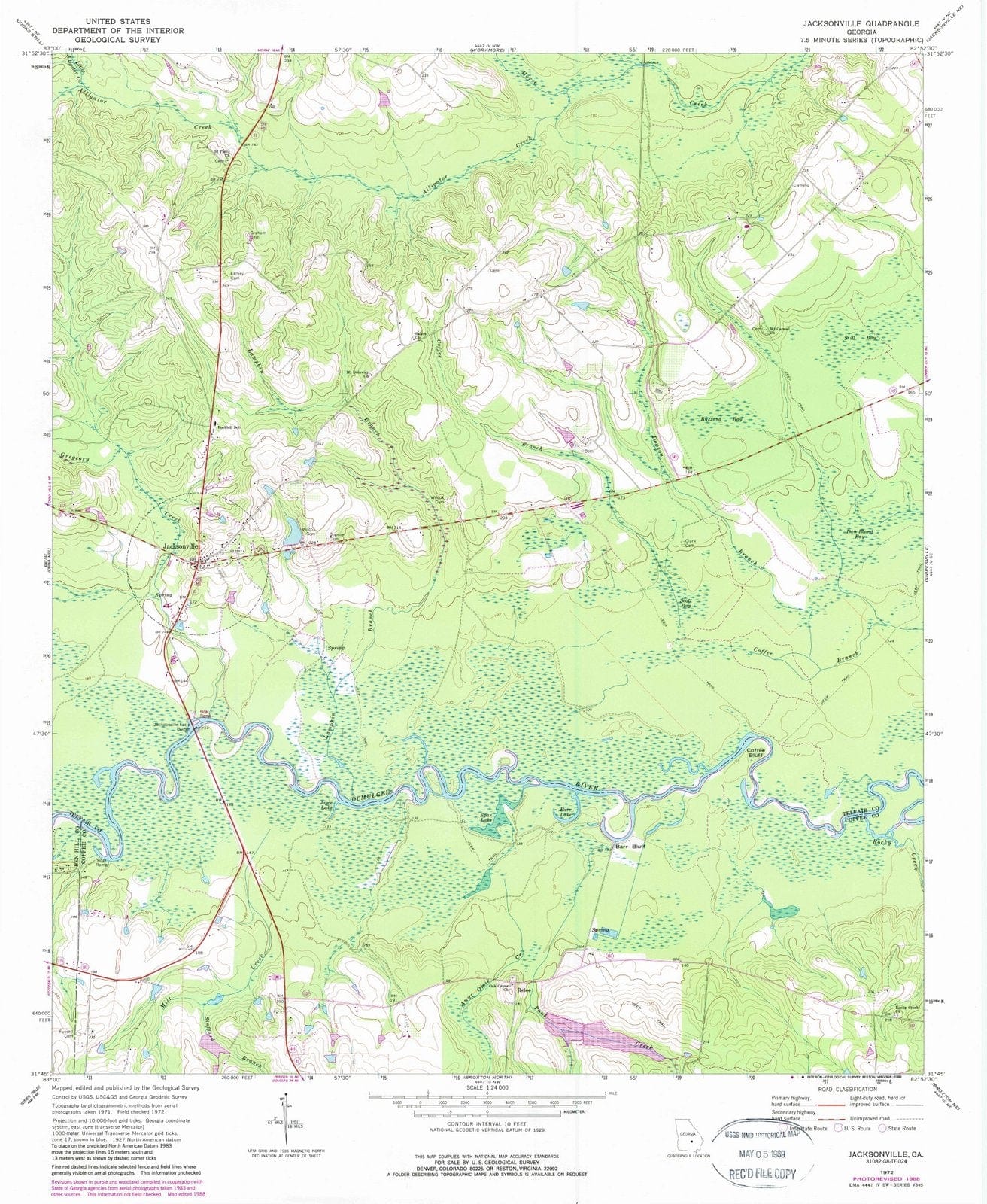 1972 Jacksonville, GA - Georgia - USGS Topographic Map