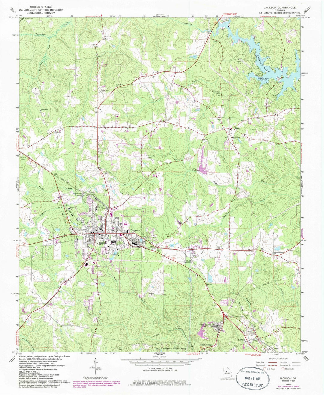 1964 Jackson, GA - Georgia - USGS Topographic Map