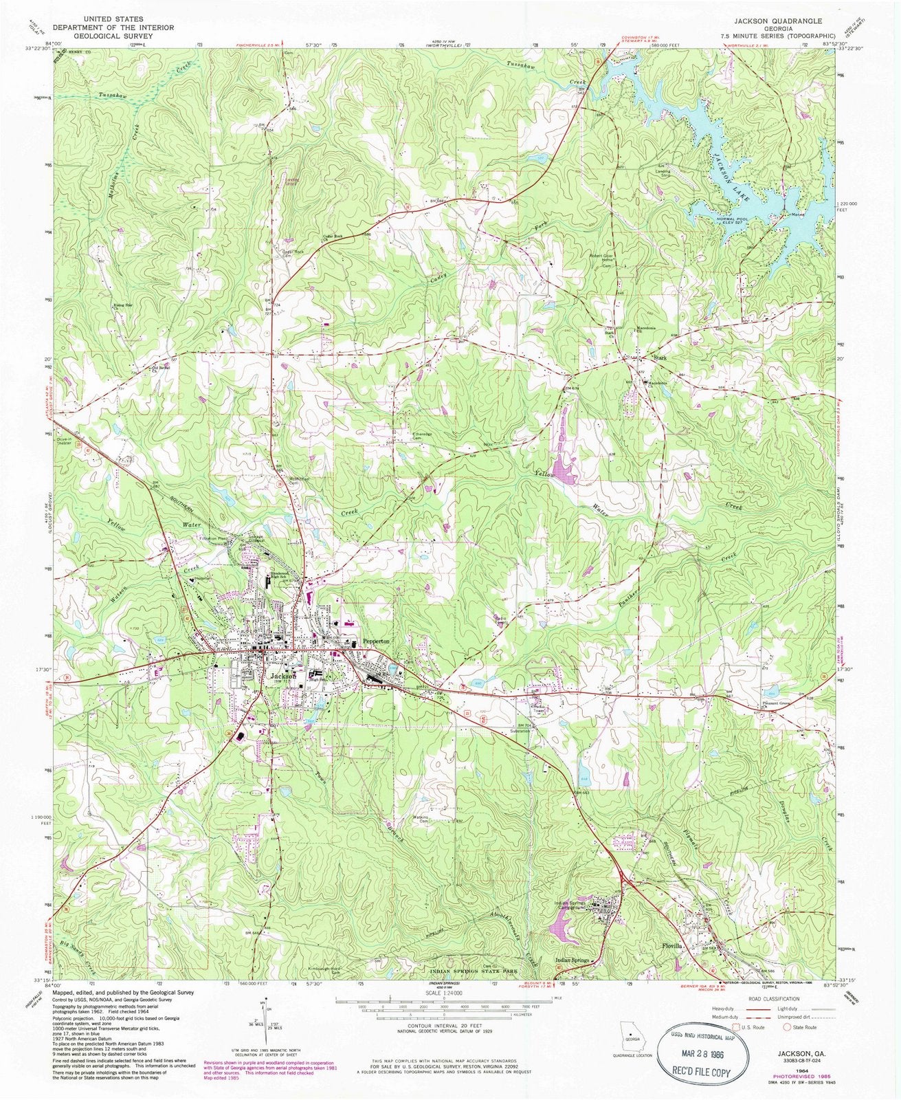 1964 Jackson, GA - Georgia - USGS Topographic Map