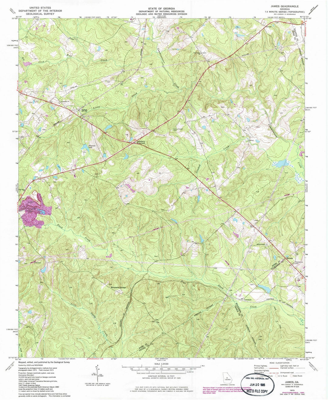 1973 James, GA - Georgia - USGS Topographic Map