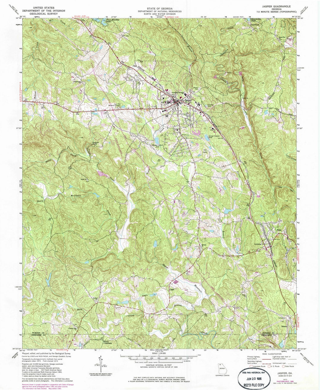 1973 Jasper, GA - Georgia - USGS Topographic Map