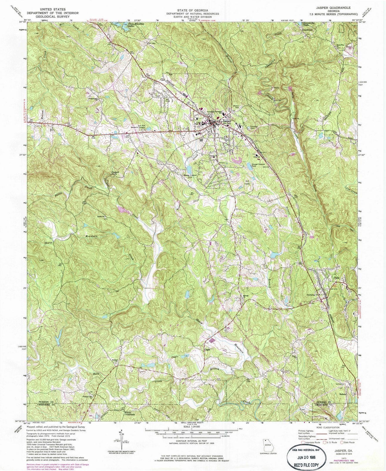 1973 Jasper, GA - Georgia - USGS Topographic Map