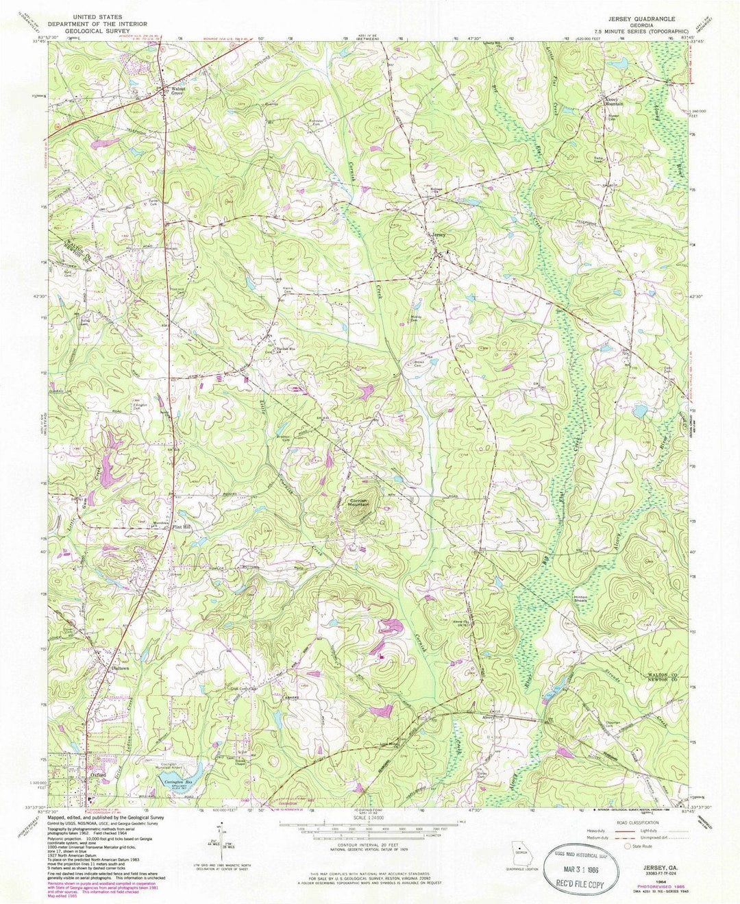 1964 Jersey, GA - Georgia - USGS Topographic Map