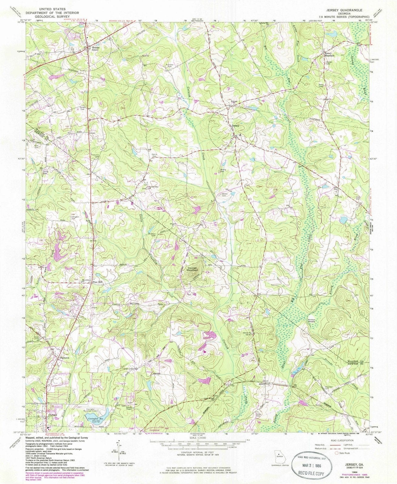 1964 Jersey, GA - Georgia - USGS Topographic Map