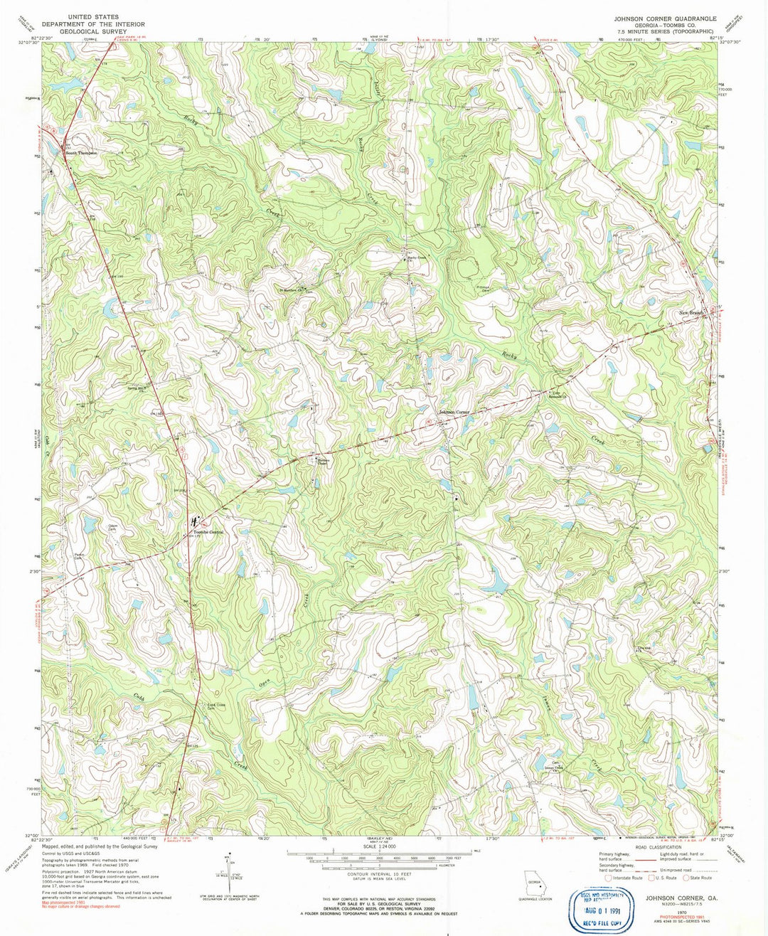 1970 Johnson Corner, GA - Georgia - USGS Topographic Map
