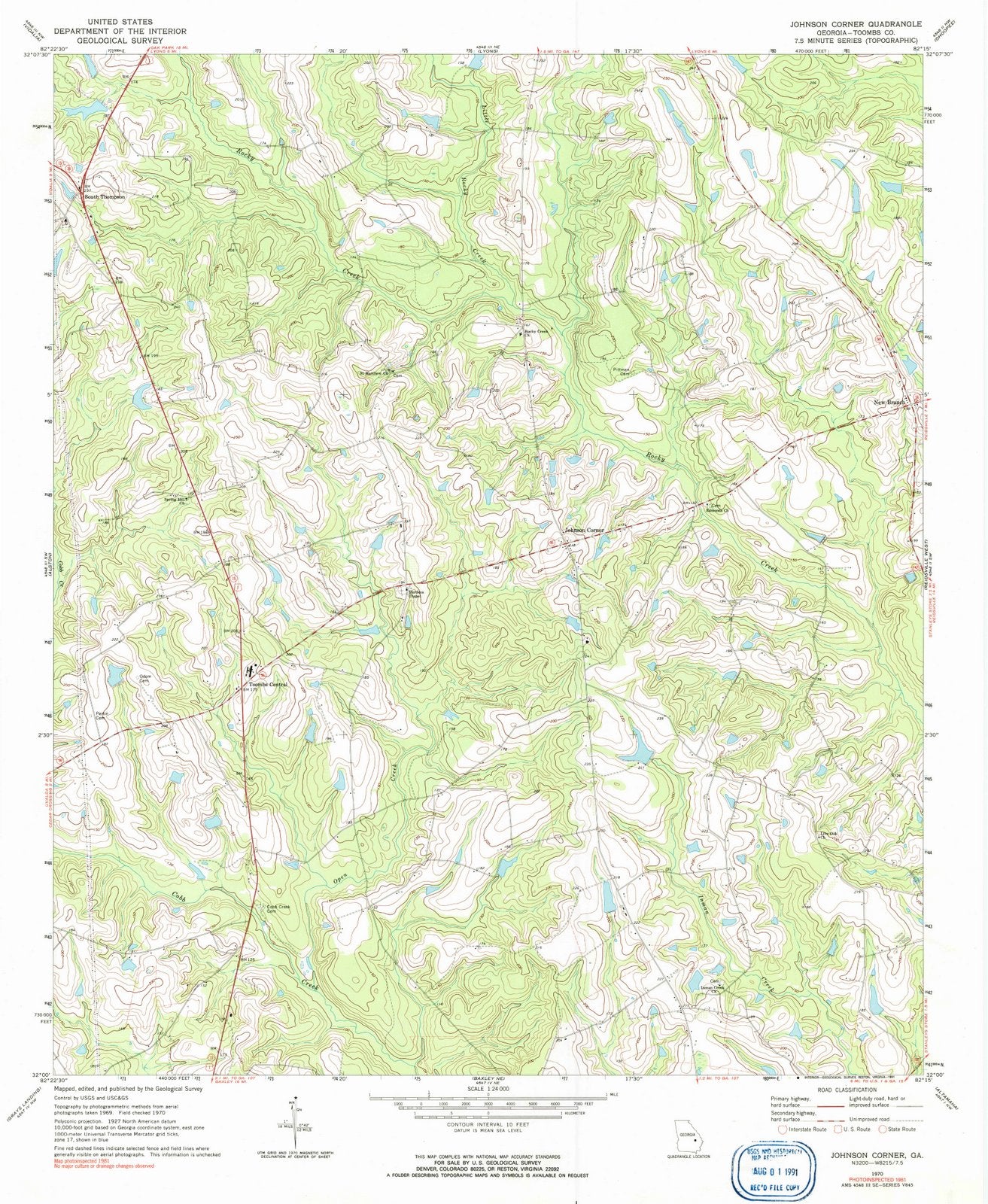 1970 Johnson Corner, GA - Georgia - USGS Topographic Map
