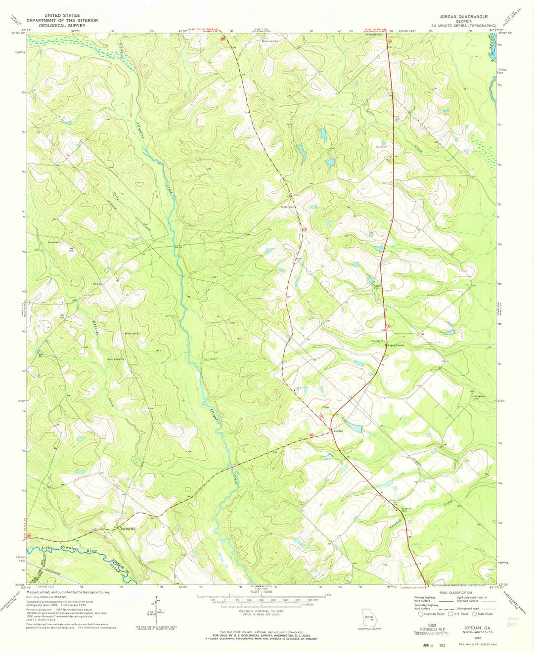 1970 Jordan, GA - Georgia - USGS Topographic Map