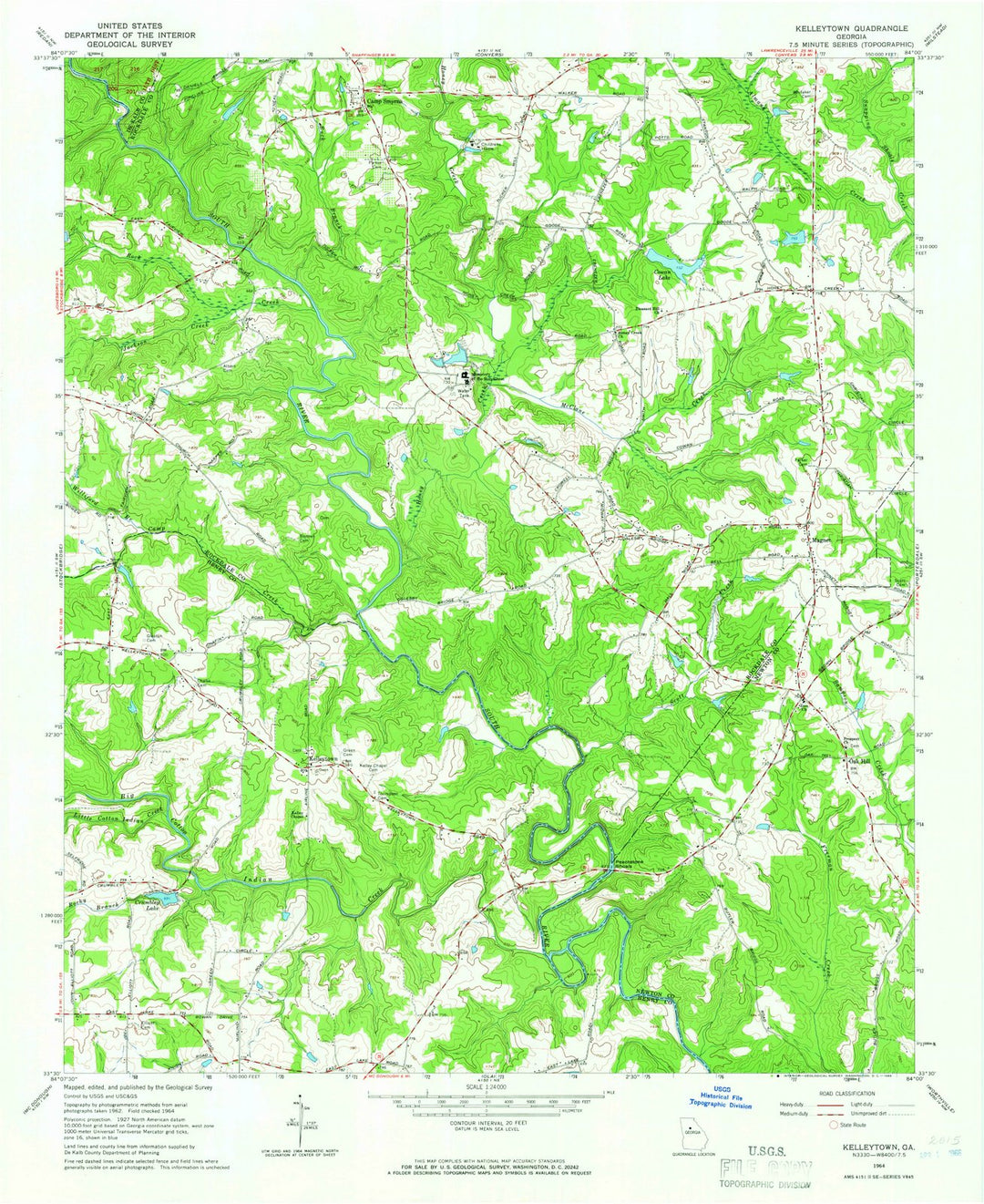 1964 Kelleytown, GA - Georgia - USGS Topographic Map