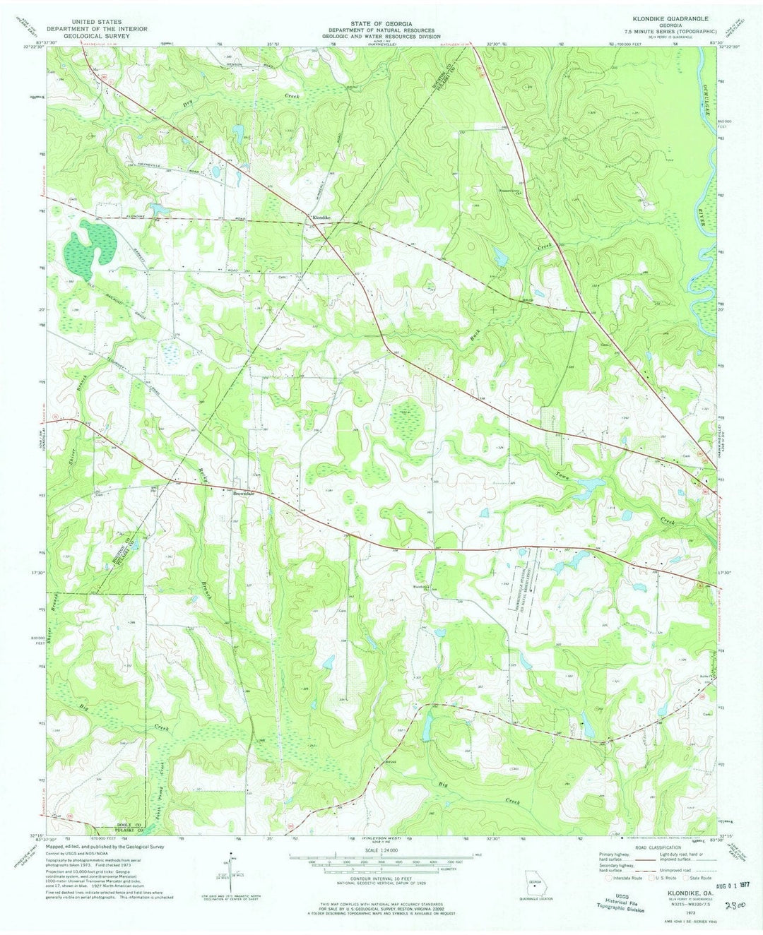 1973 Klondike, GA - Georgia - USGS Topographic Map