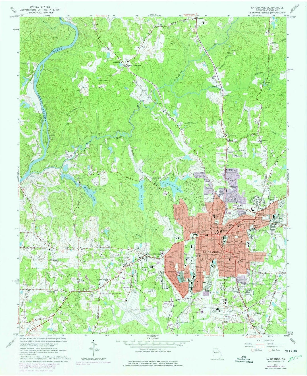 1964 La Grange, GA - Georgia - USGS Topographic Map