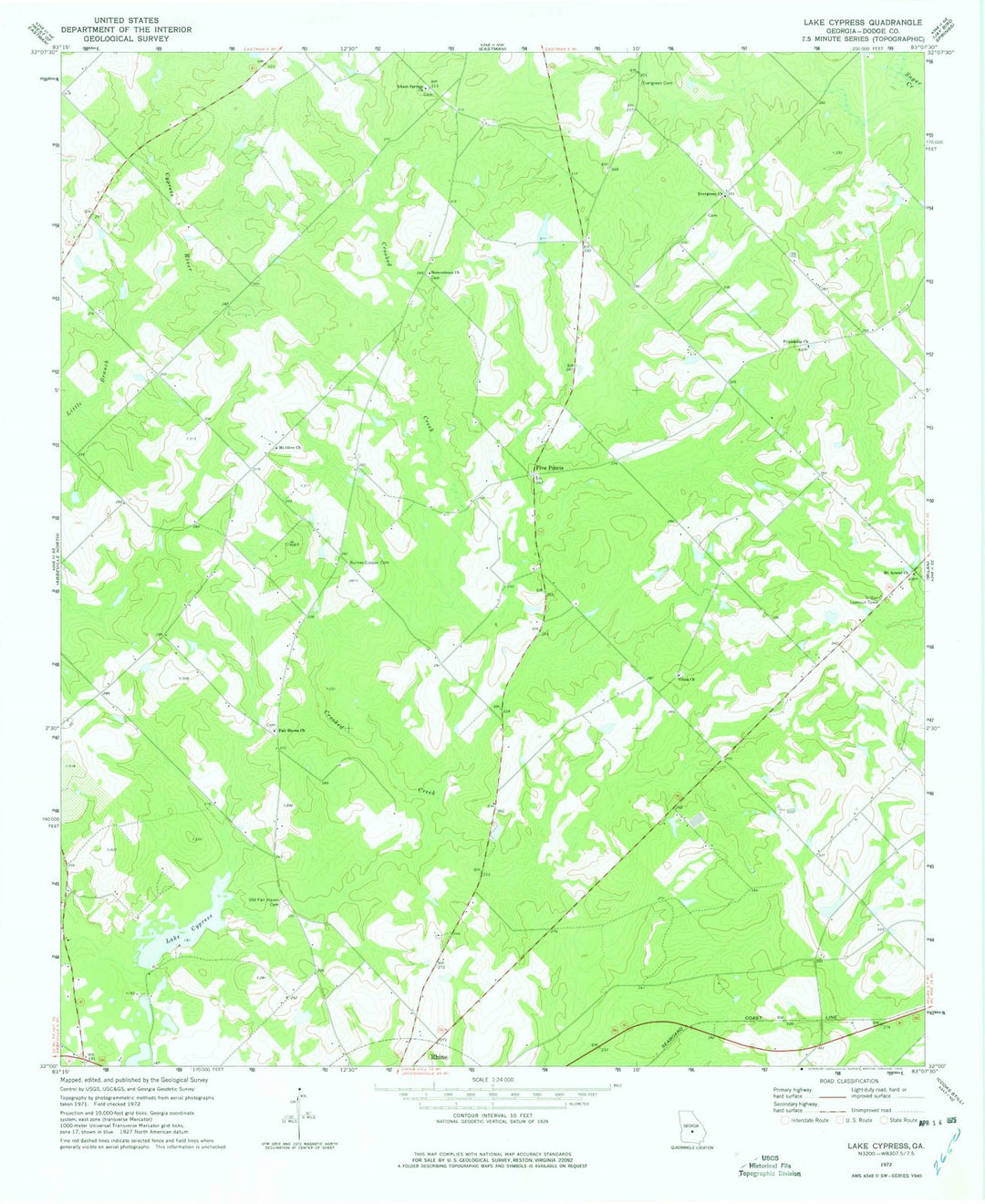 1972 Lake Cypress, GA - Georgia - USGS Topographic Map