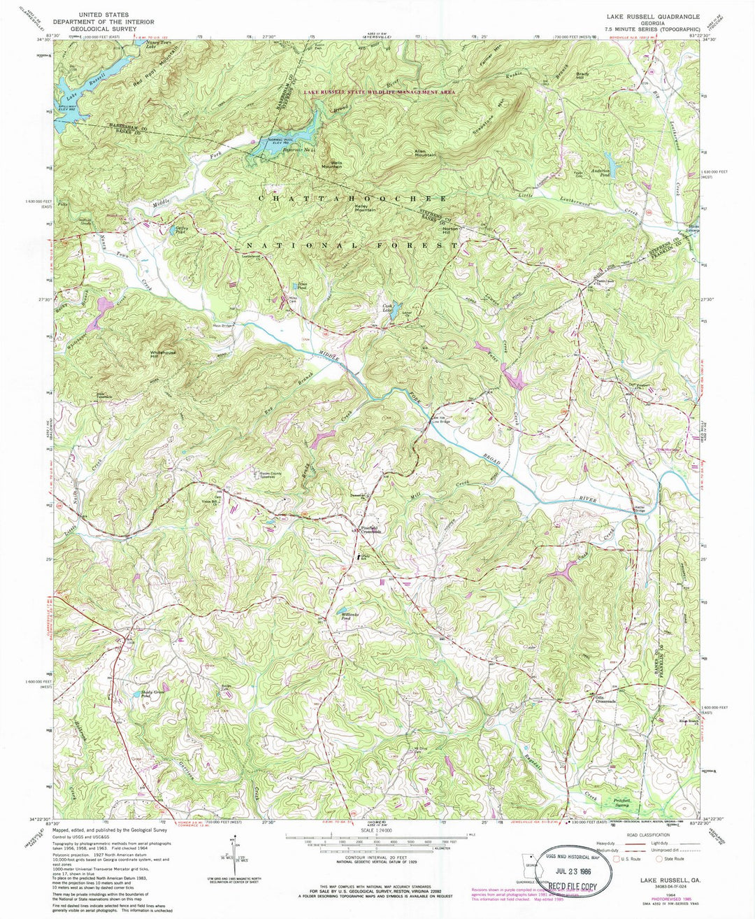 1964 Lake Russell, GA - Georgia - USGS Topographic Map