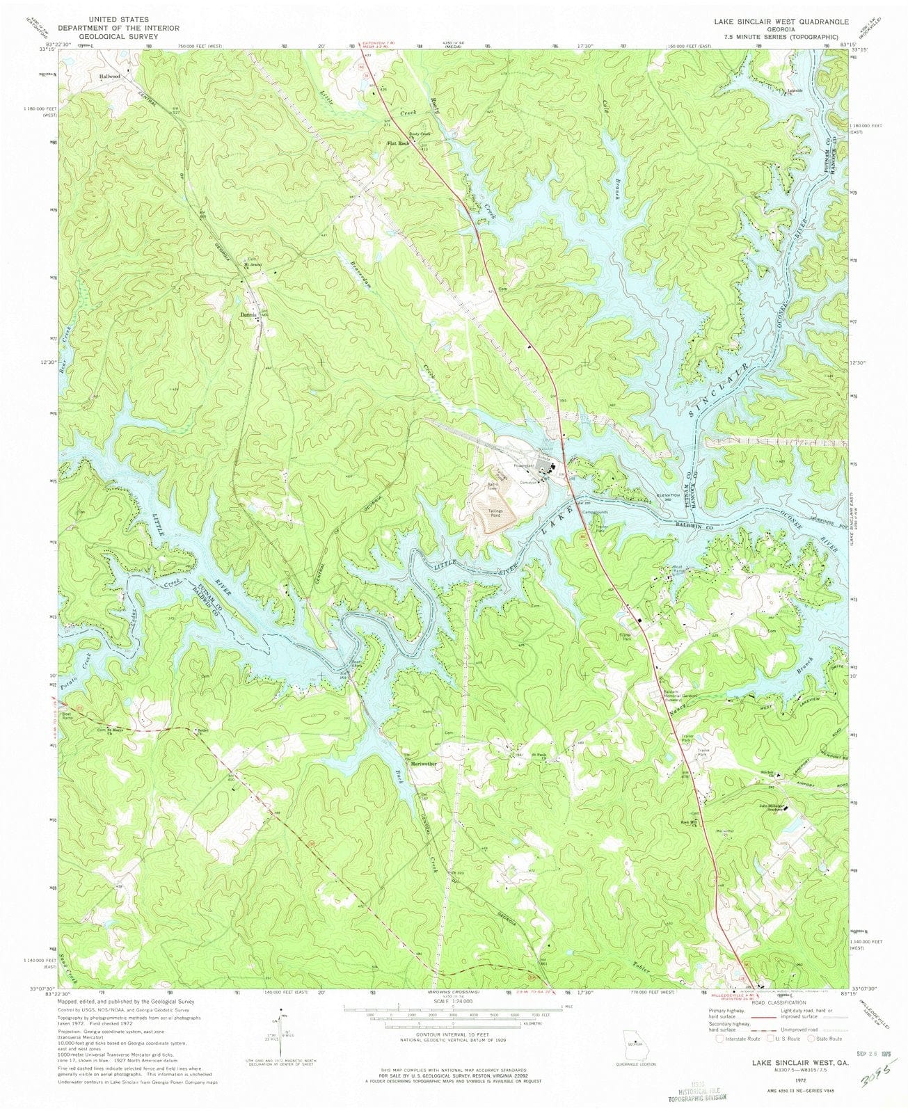 1972 Lake Sinclair West, GA - Georgia - USGS Topographic Map