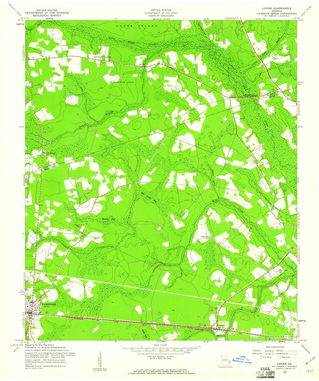 1958 Lanier, GA - Georgia - USGS Topographic Map