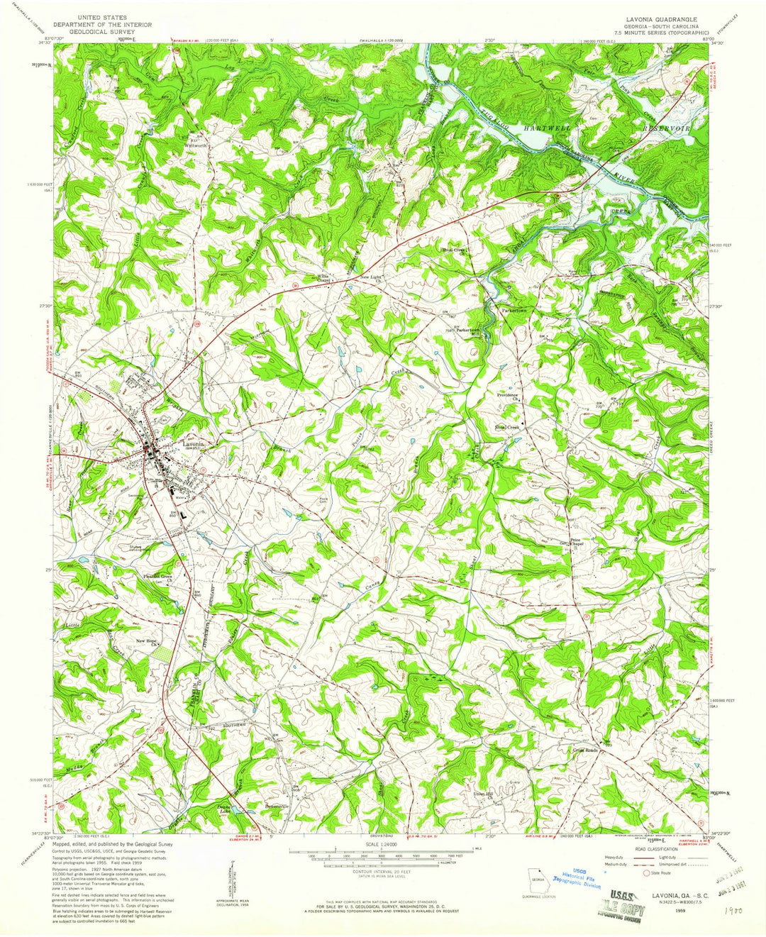 1959 Lavonia, GA - Georgia - USGS Topographic Map