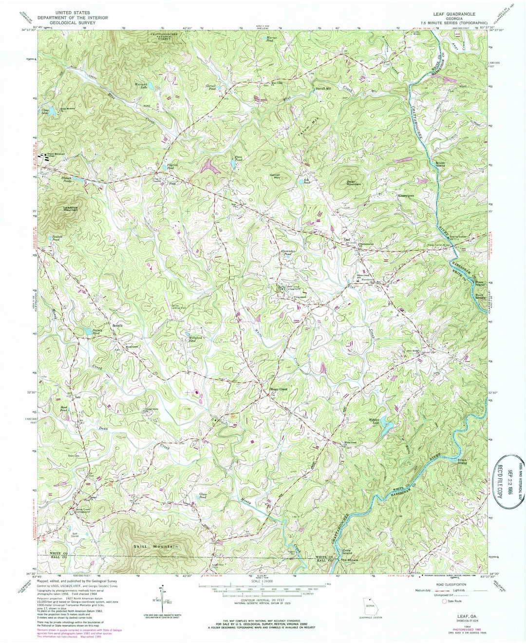 1964 Leaf, GA - Georgia - USGS Topographic Map