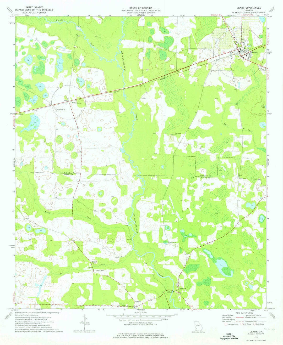 1974 Leary, GA - Georgia - USGS Topographic Map