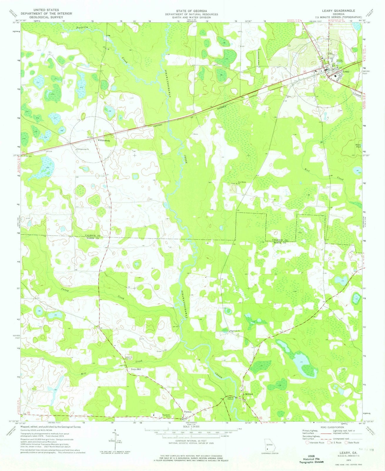 1974 Leary, GA - Georgia - USGS Topographic Map