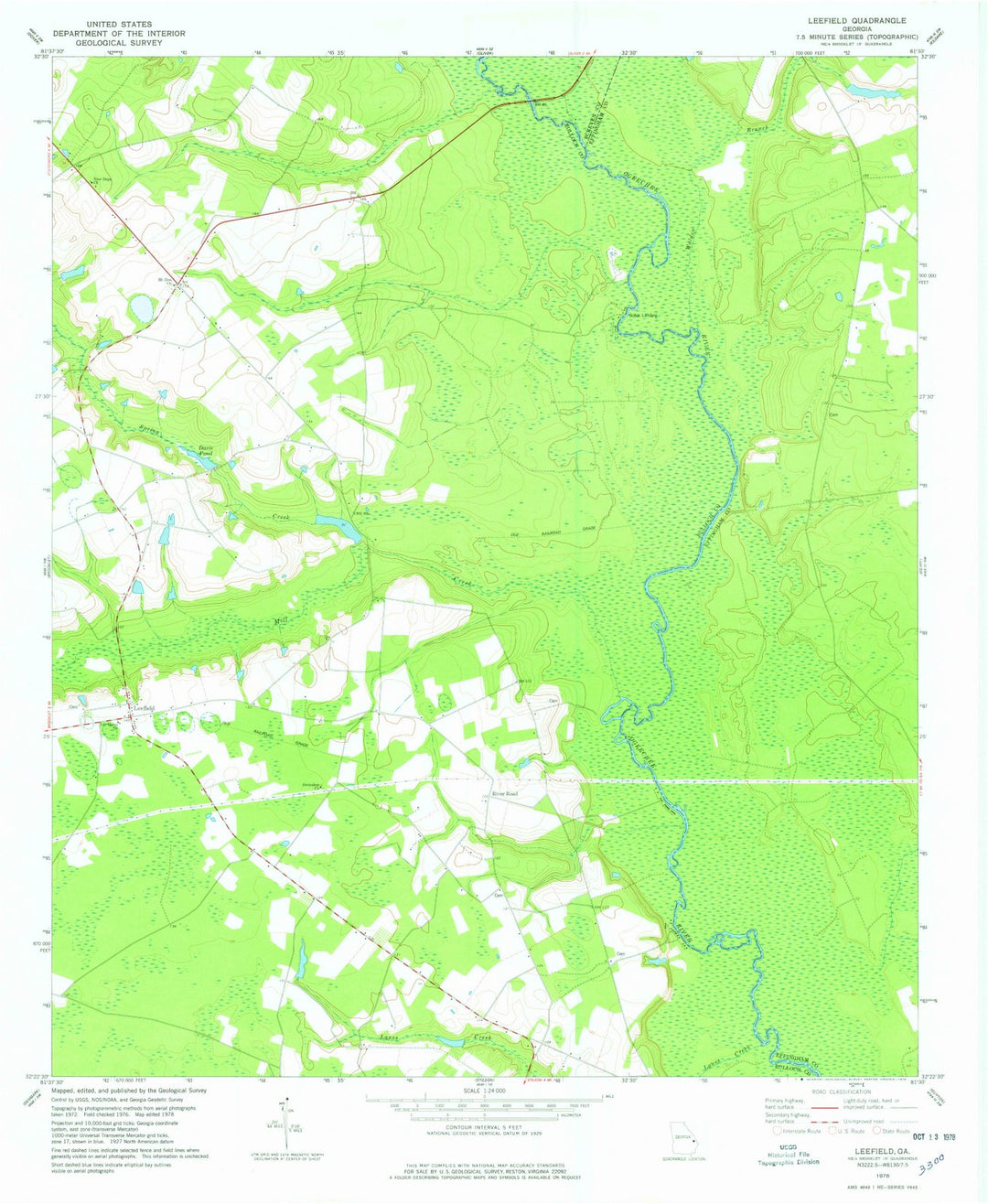 1978 Leefield, GA - Georgia - USGS Topographic Map