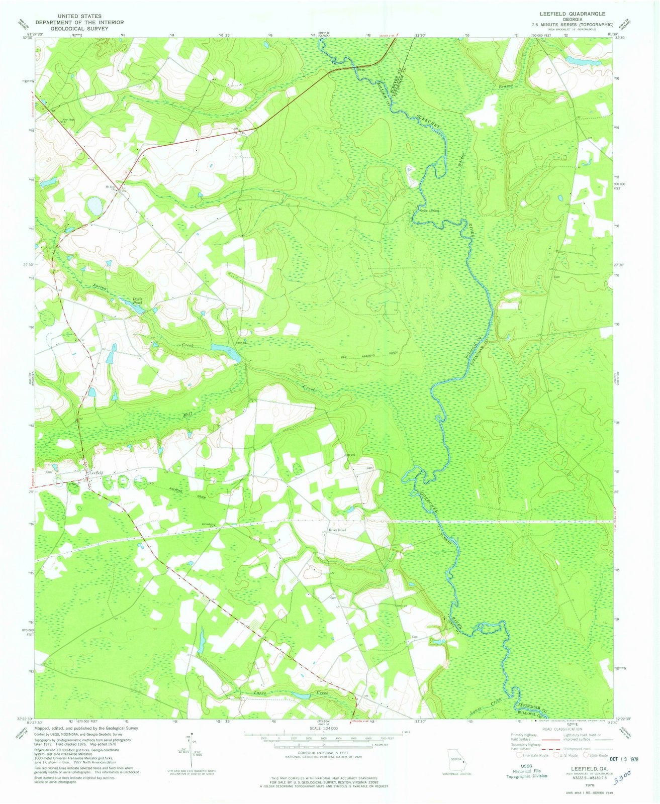 1978 Leefield, GA - Georgia - USGS Topographic Map