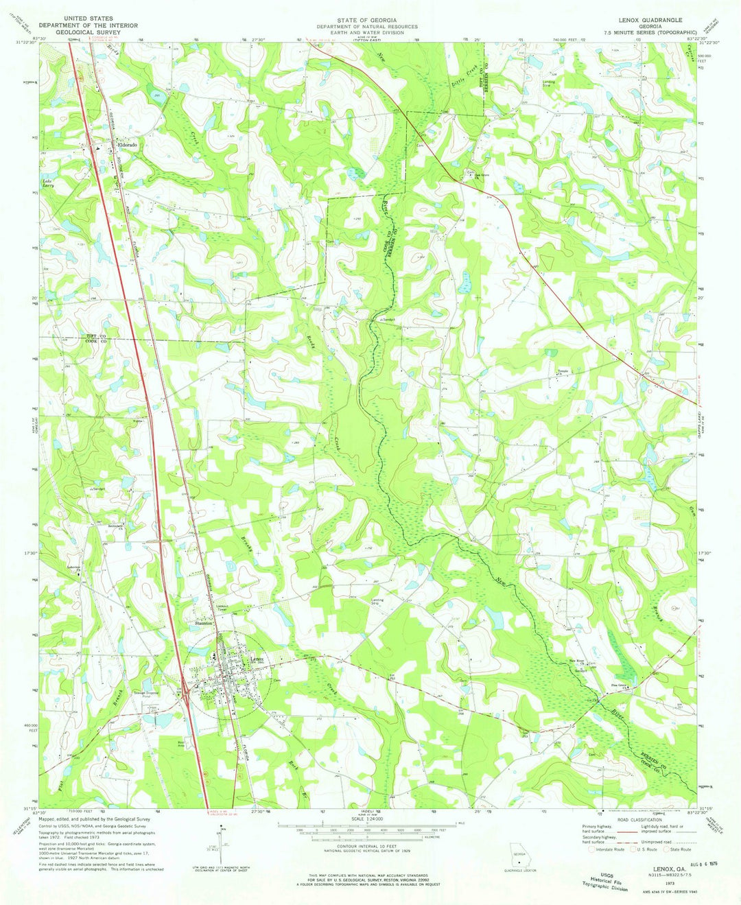 1973 Lenox, GA - Georgia - USGS Topographic Map