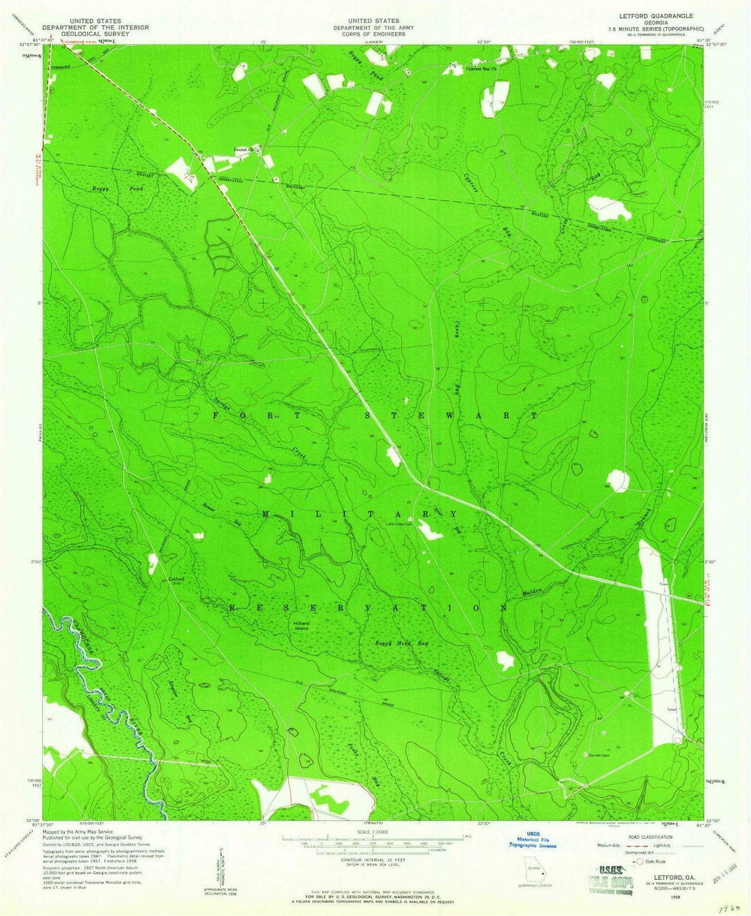 1958 Letford, GA - Georgia - USGS Topographic Map