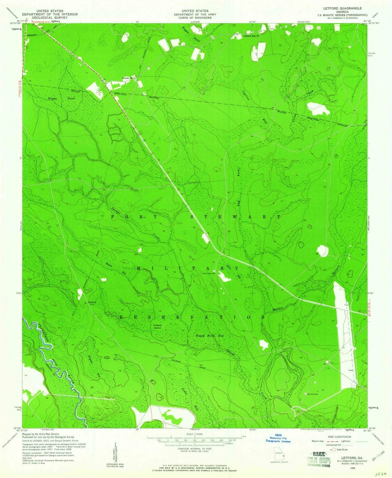1958 Letford, GA - Georgia - USGS Topographic Map