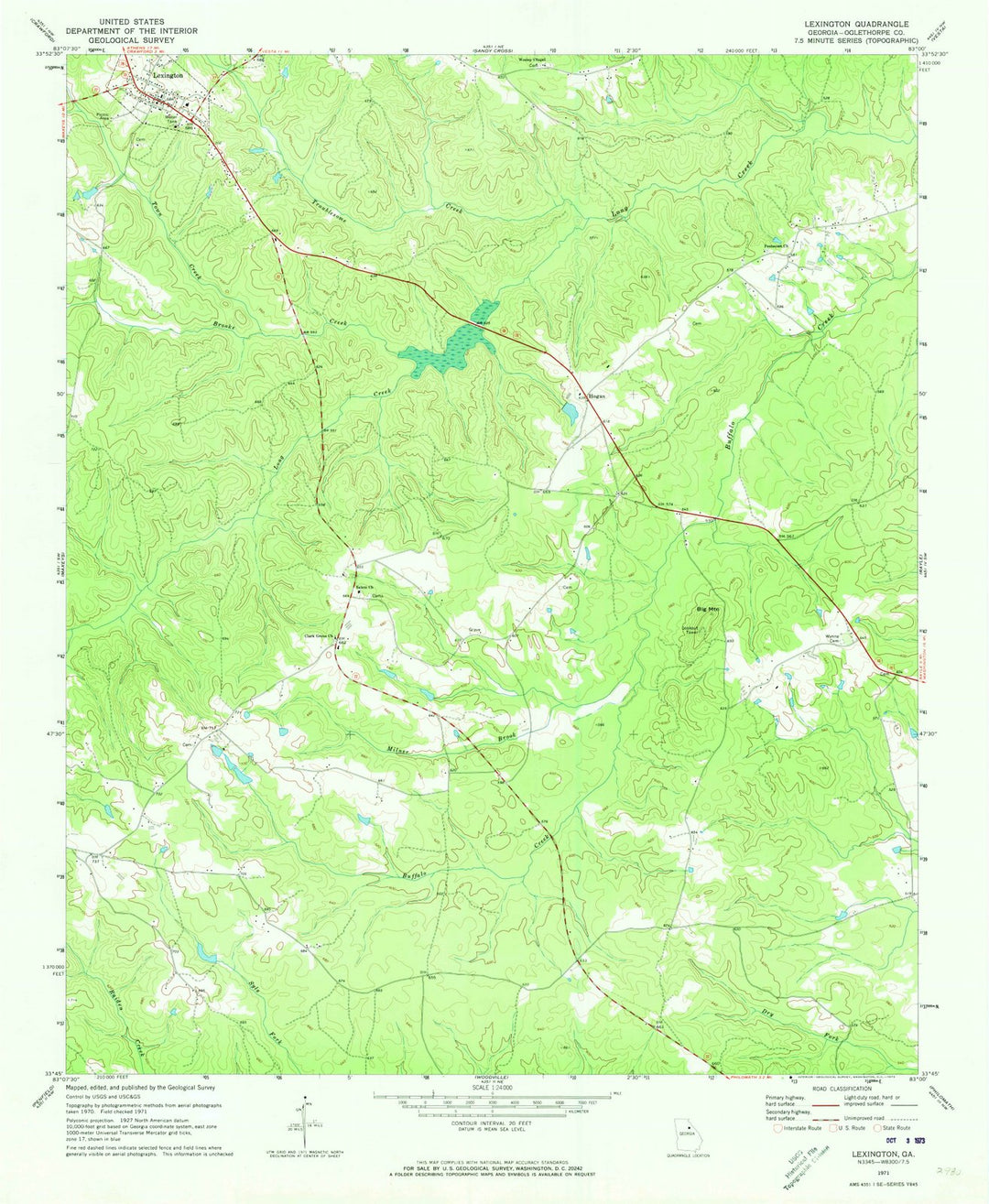 1971 Lexington, GA - Georgia - USGS Topographic Map