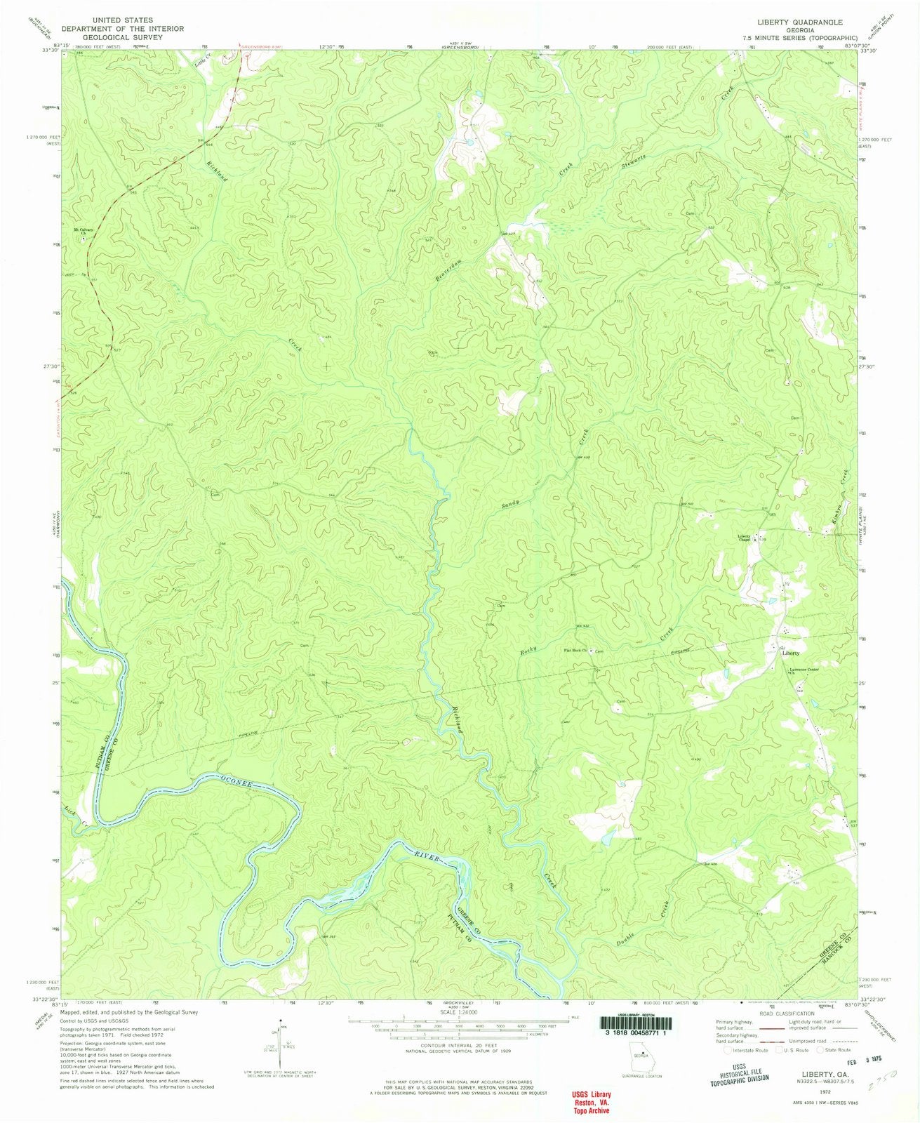 1972 Liberty, GA - Georgia - USGS Topographic Map