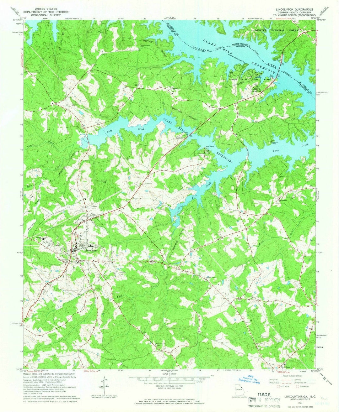 1964 Lincolnton, GA - Georgia - USGS Topographic Map