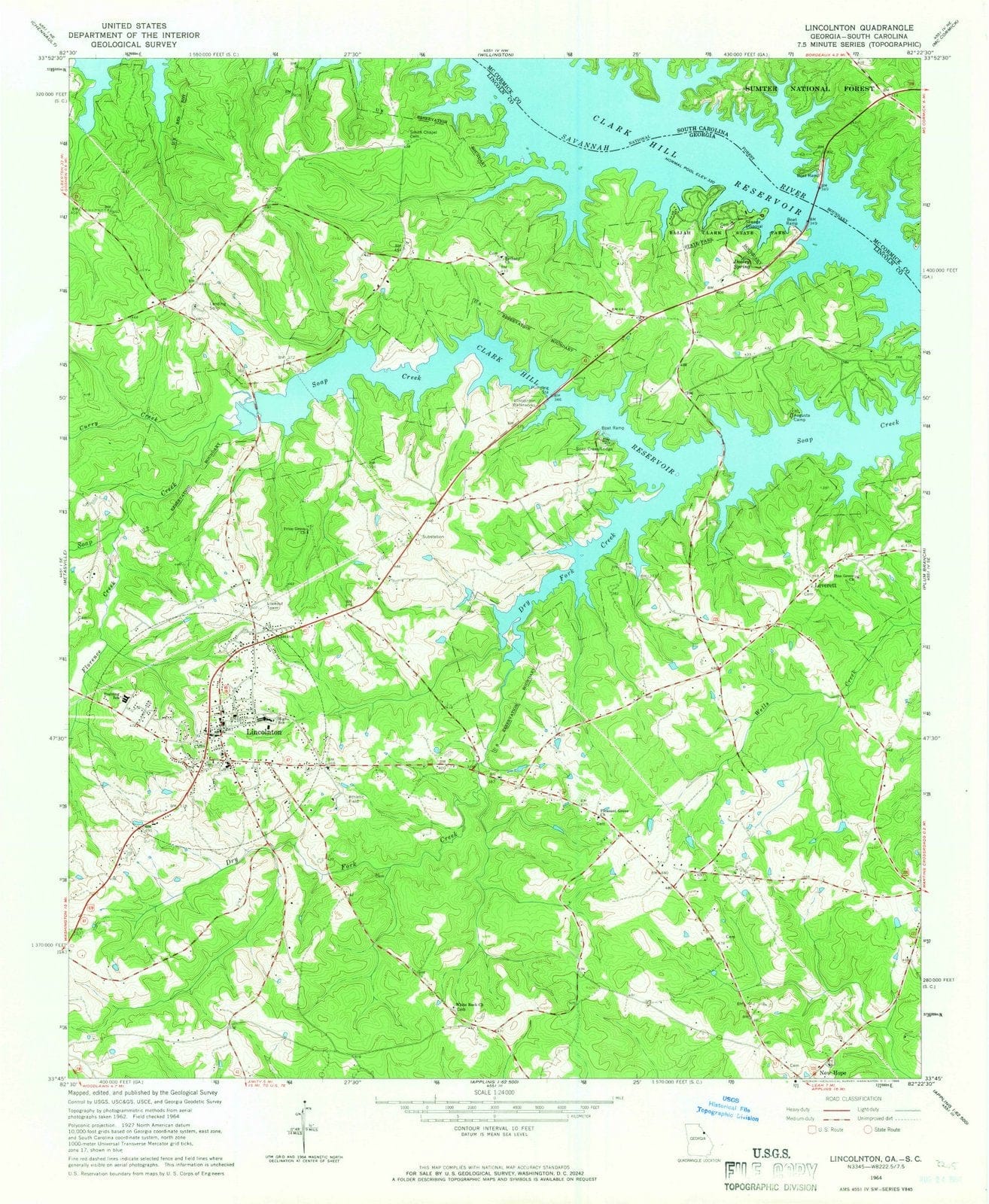 1964 Lincolnton, GA - Georgia - USGS Topographic Map