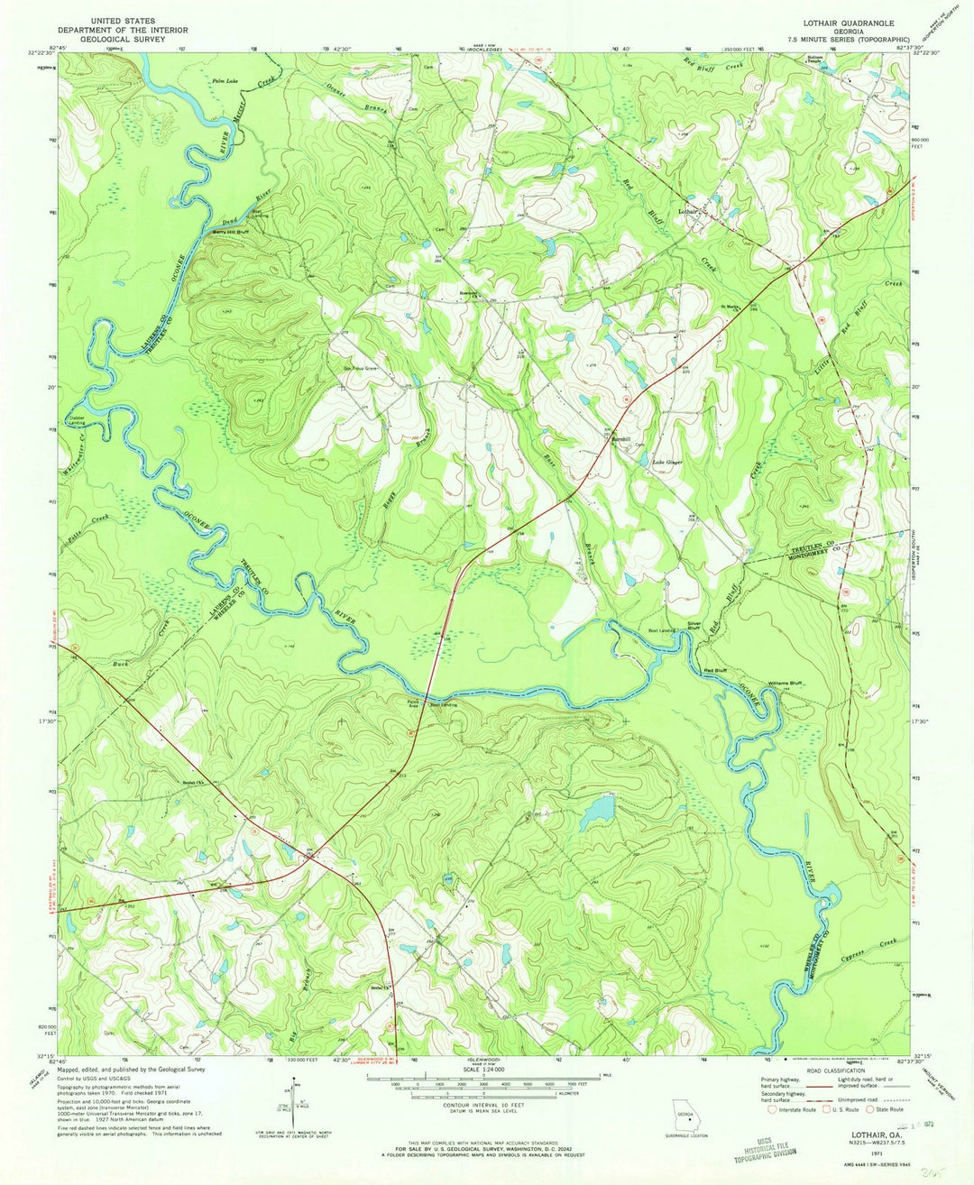 1971 Lothair, GA - Georgia - USGS Topographic Map