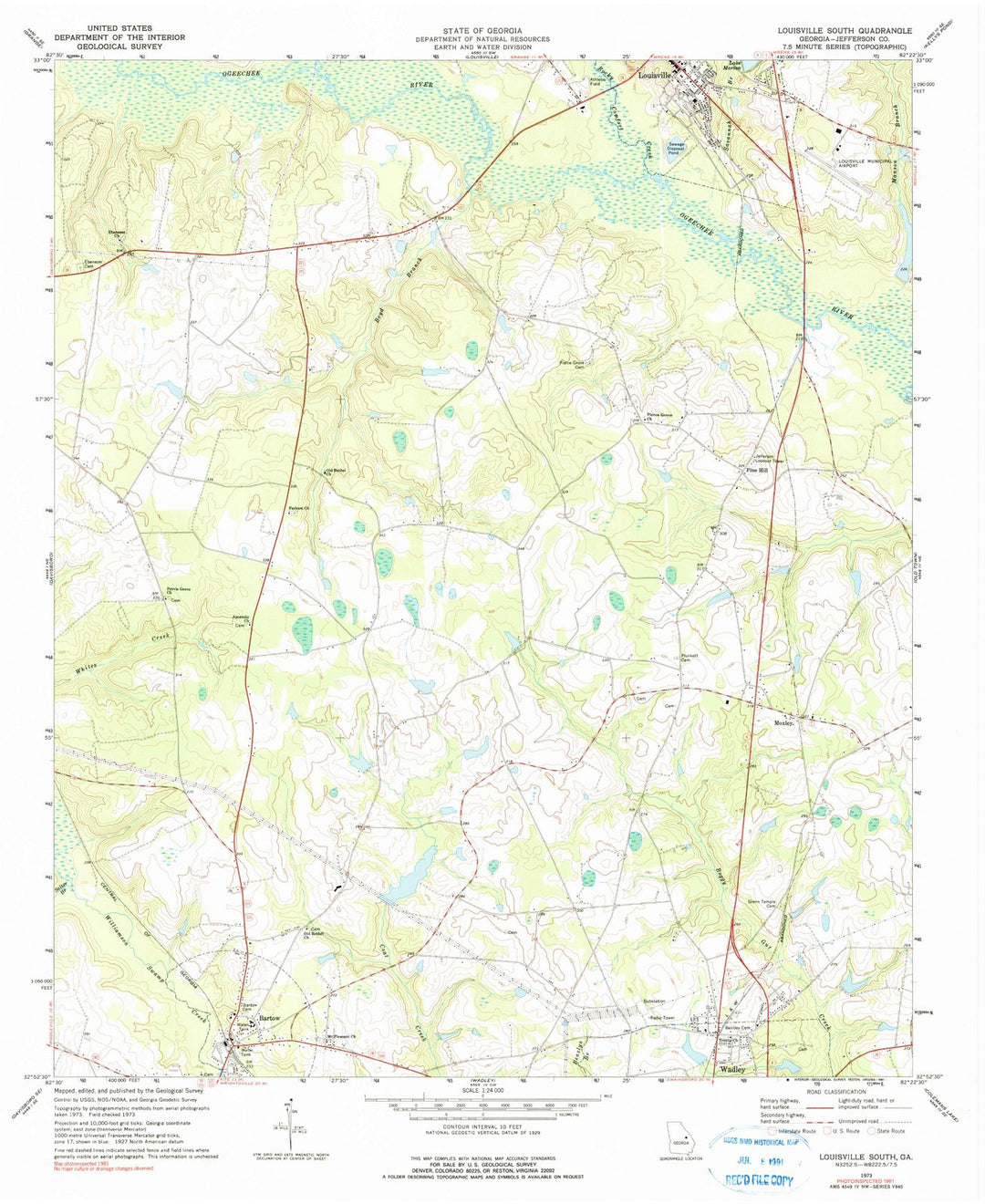 1973 Louisville South, GA - Georgia - USGS Topographic Map