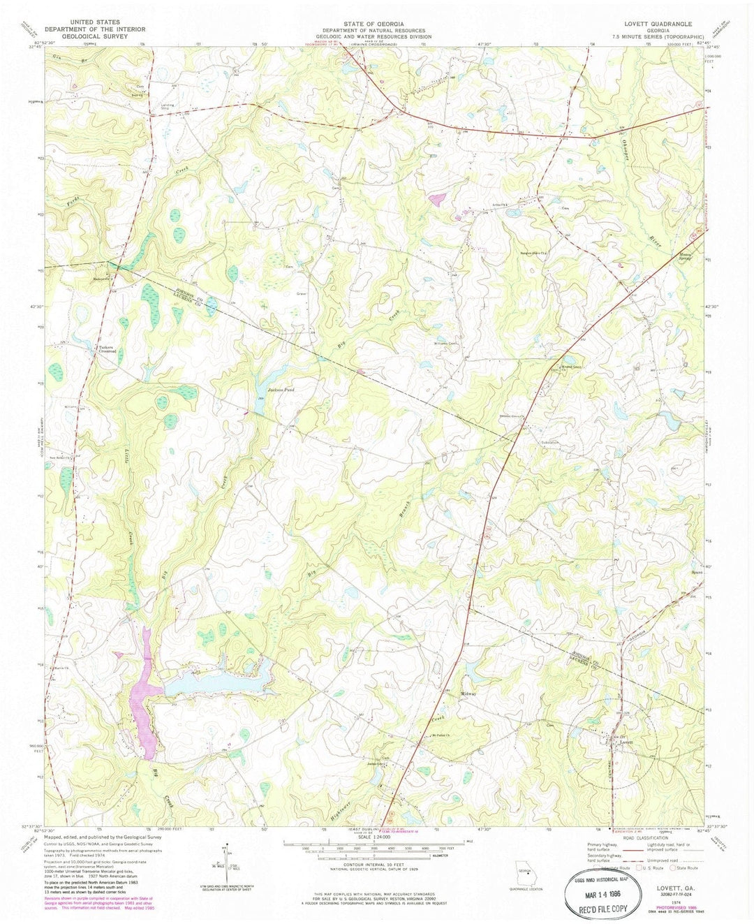 1974 Lovett, GA - Georgia - USGS Topographic Map