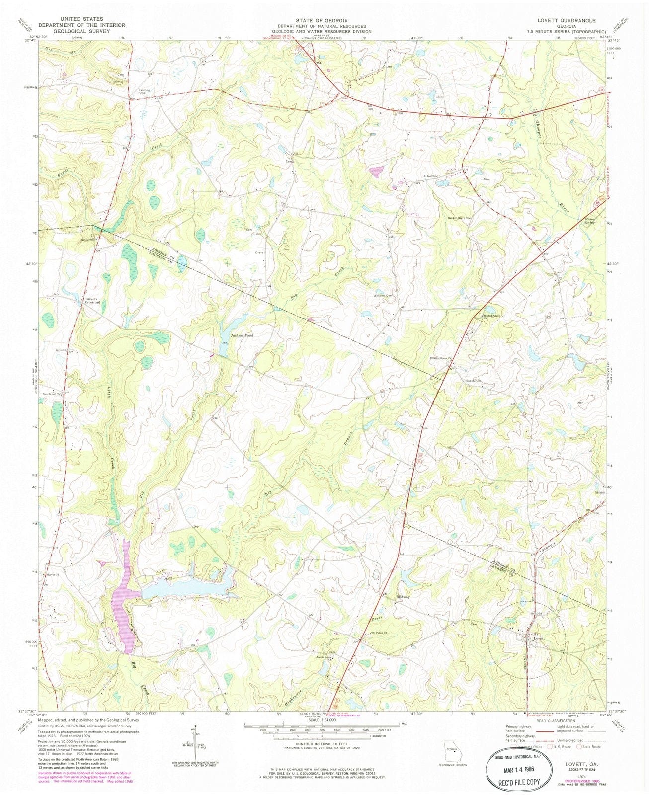 1974 Lovett, GA - Georgia - USGS Topographic Map