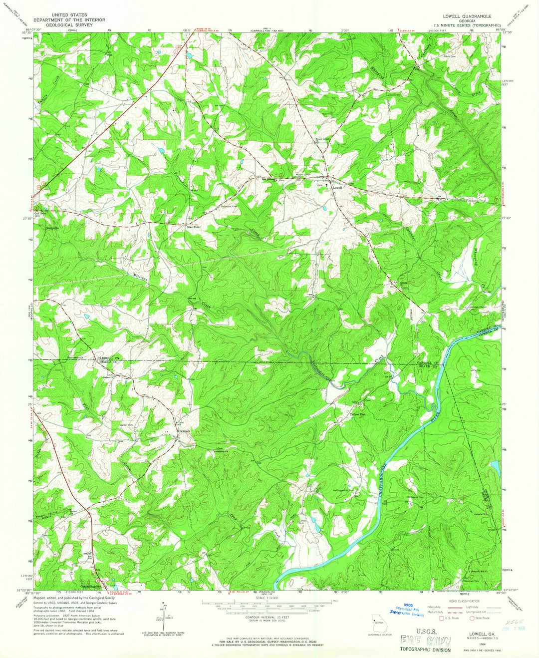 1964 Lowell, GA - Georgia - USGS Topographic Map