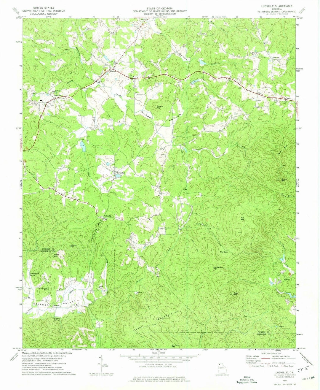 1972 Ludville, GA - Georgia - USGS Topographic Map
