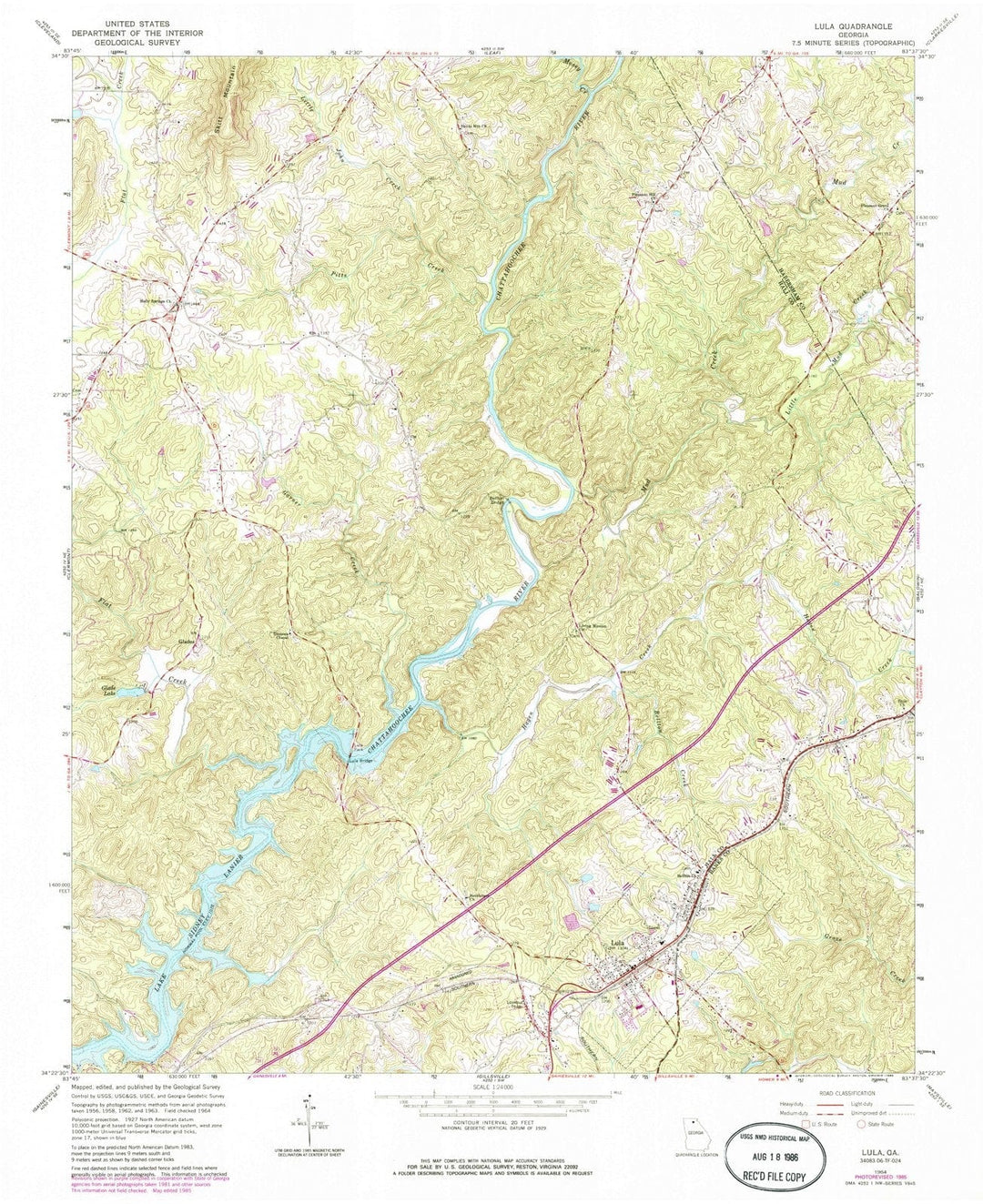 1964 Lula, GA - Georgia - USGS Topographic Map