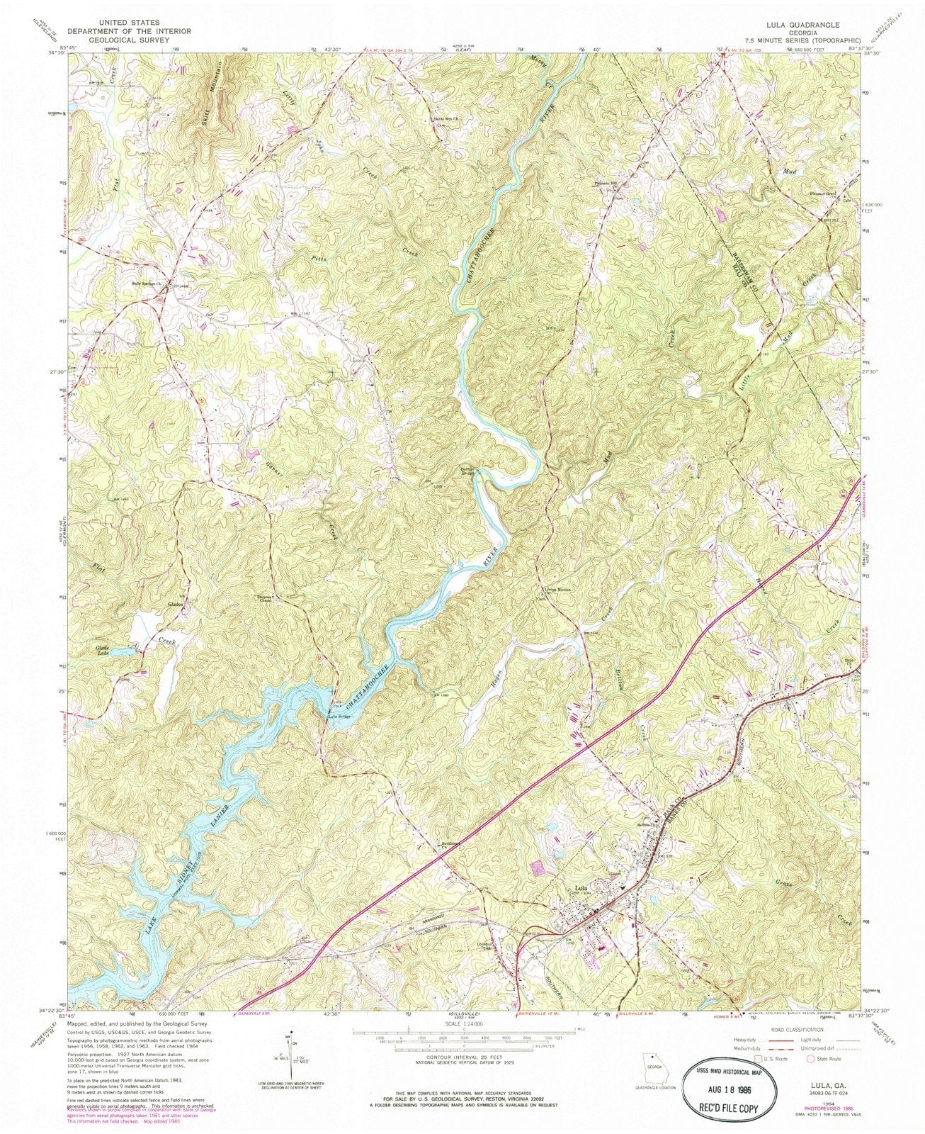 1964 Lula, GA - Georgia - USGS Topographic Map