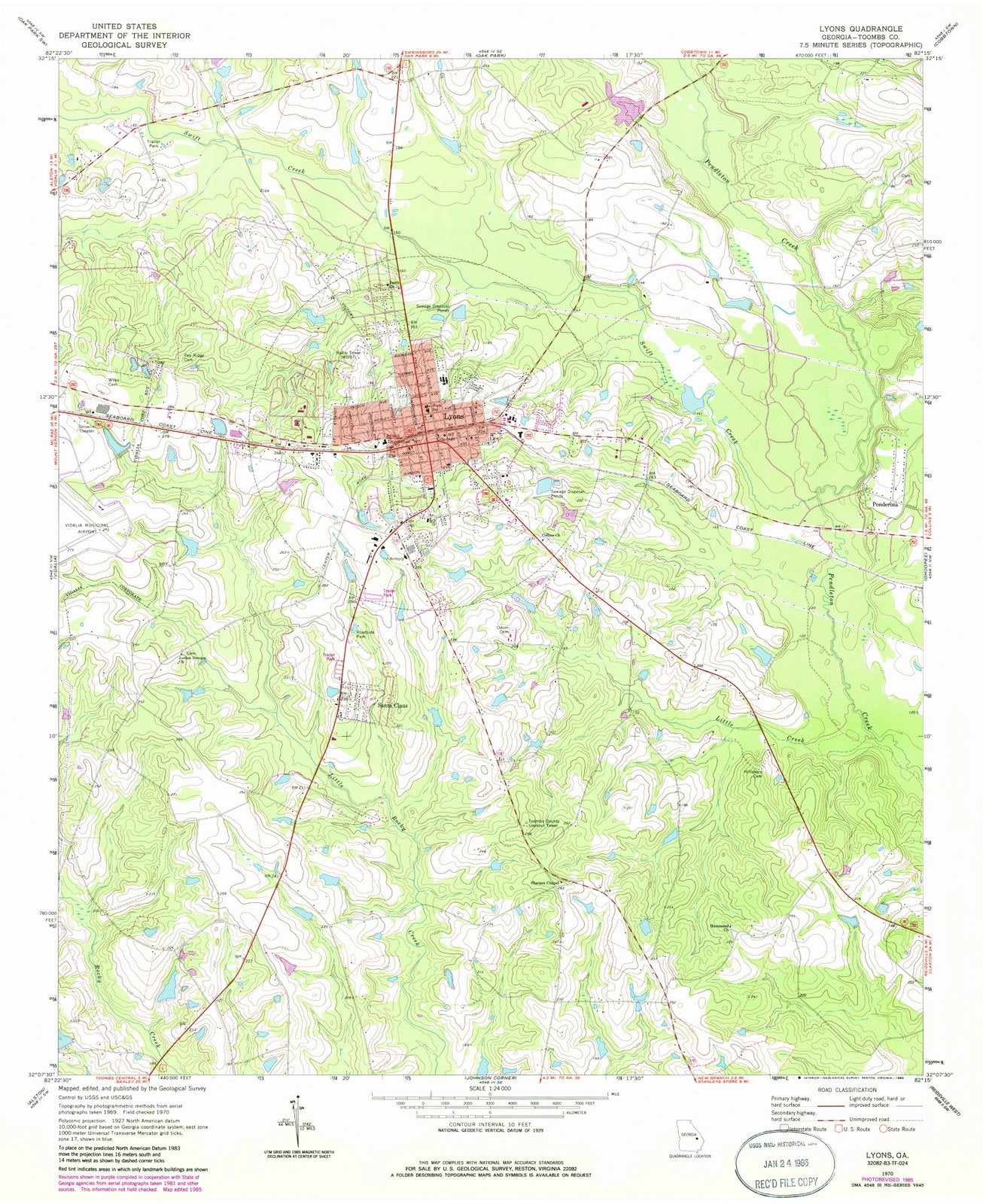 1970 Lyons, GA - Georgia - USGS Topographic Map