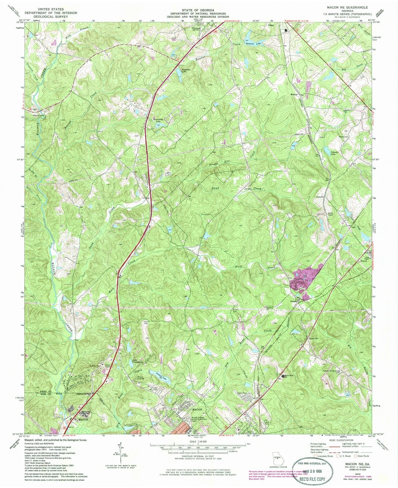 1973 Macon, GA - Georgia - USGS Topographic Map