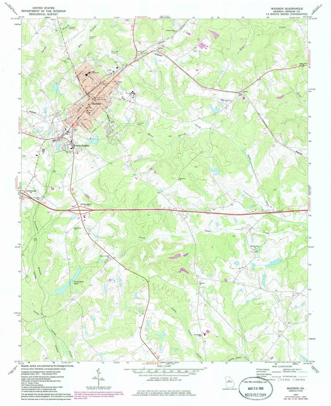 1972 Madison, GA - Georgia - USGS Topographic Map
