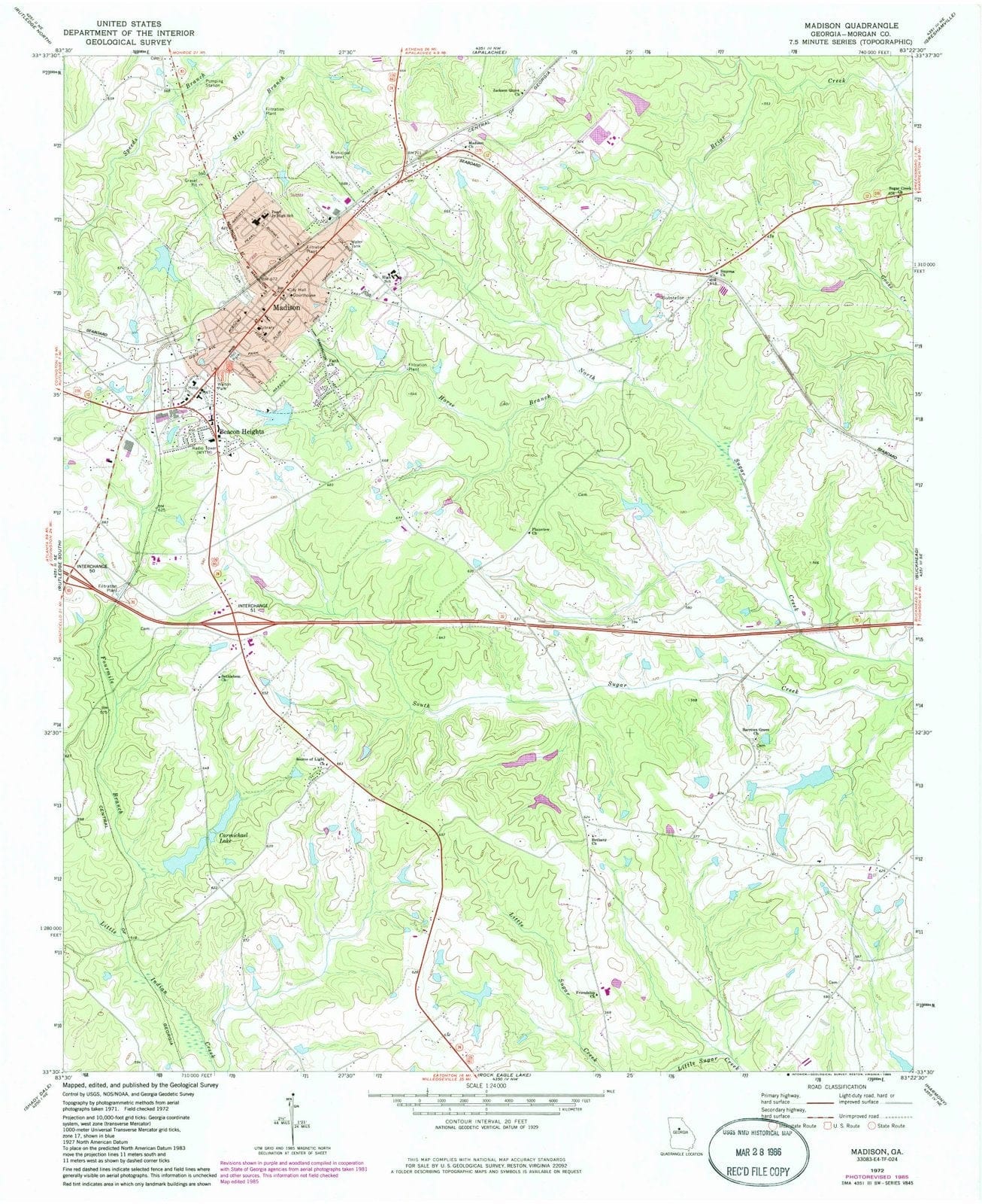 1972 Madison, GA - Georgia - USGS Topographic Map
