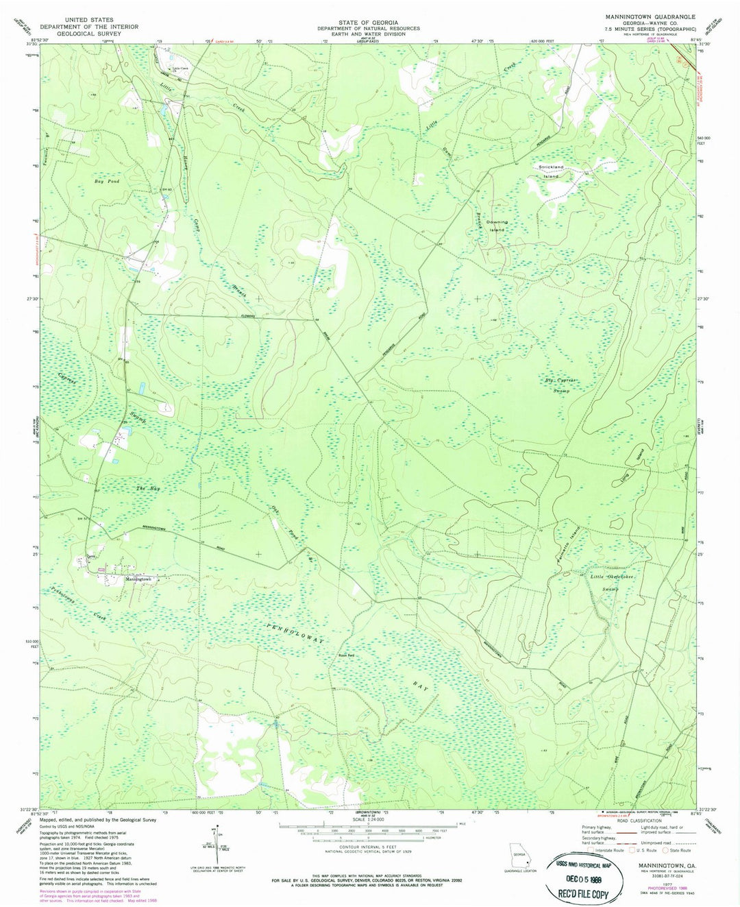 1977 Manningtown, GA - Georgia - USGS Topographic Map